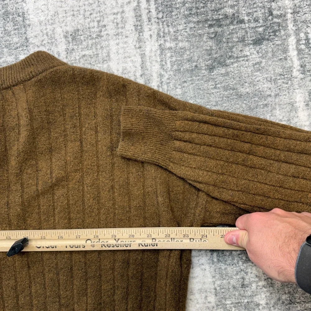 Madewell Sweater Women Medium Brown Drab Bowden Henley Ribbed Merino Alpaca - Picture 9 of 10